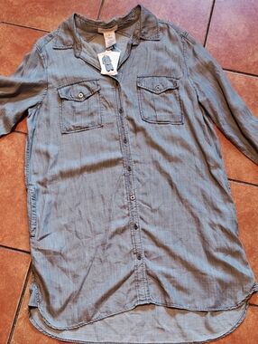 Philosophy Women's  Lightweight Button-Down Shirt/Dress - Gray Blue